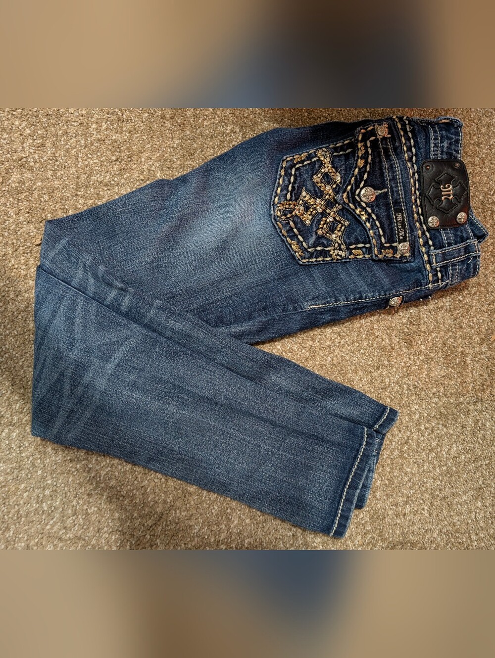 Miss Me Embroidered Dark Blue Women's Bootcut Jeans 27x28
